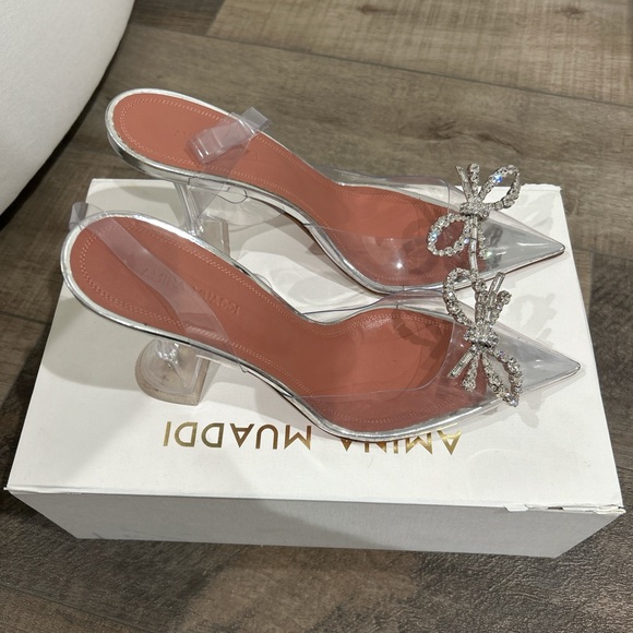 Amina Muaddi Rosie glass PVC am transparent heels - Picture 3 of 14